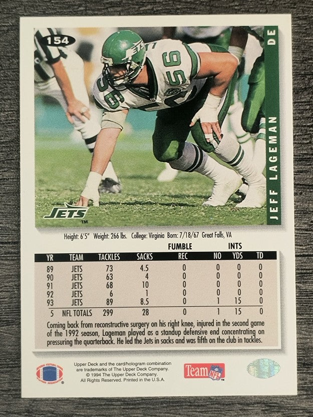 1994 Collector's Choice #154 Jeff Lageman