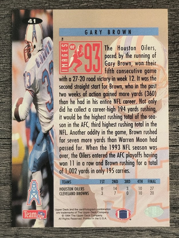 1994 Collector's Choice #41 Gary Brown I93