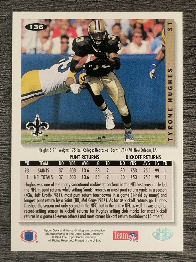 1994 Collector's Choice #136 Tyrone Hughes