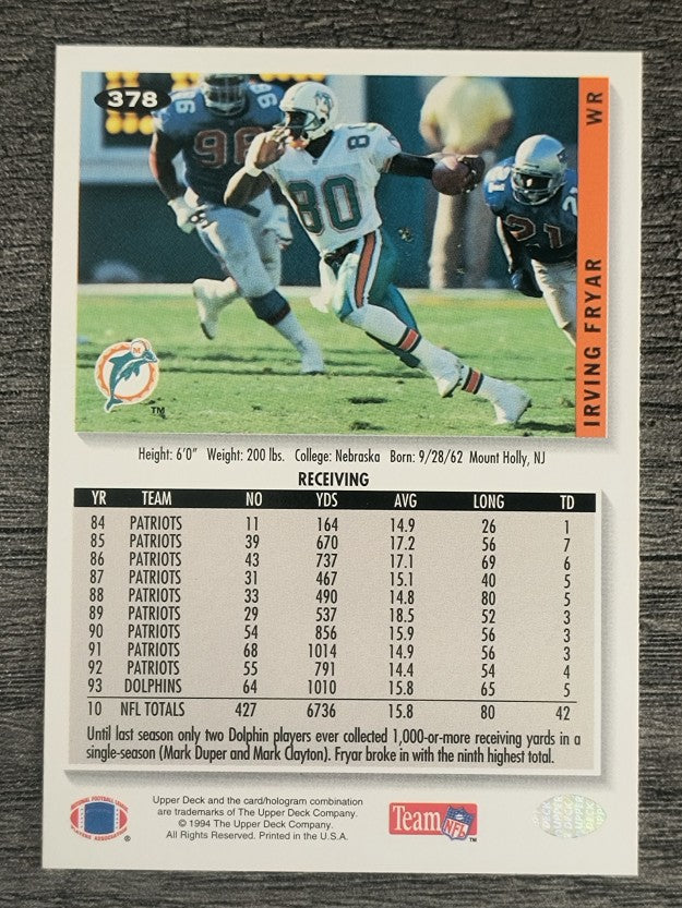 1994 Collector's Choice #378 Irving Fryar