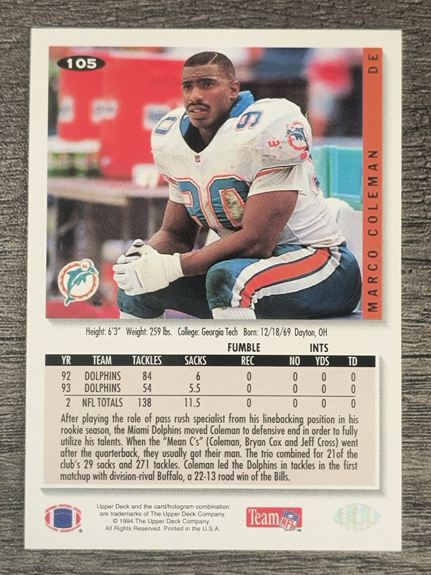 1994 Collector's Choice #105 Marco Coleman