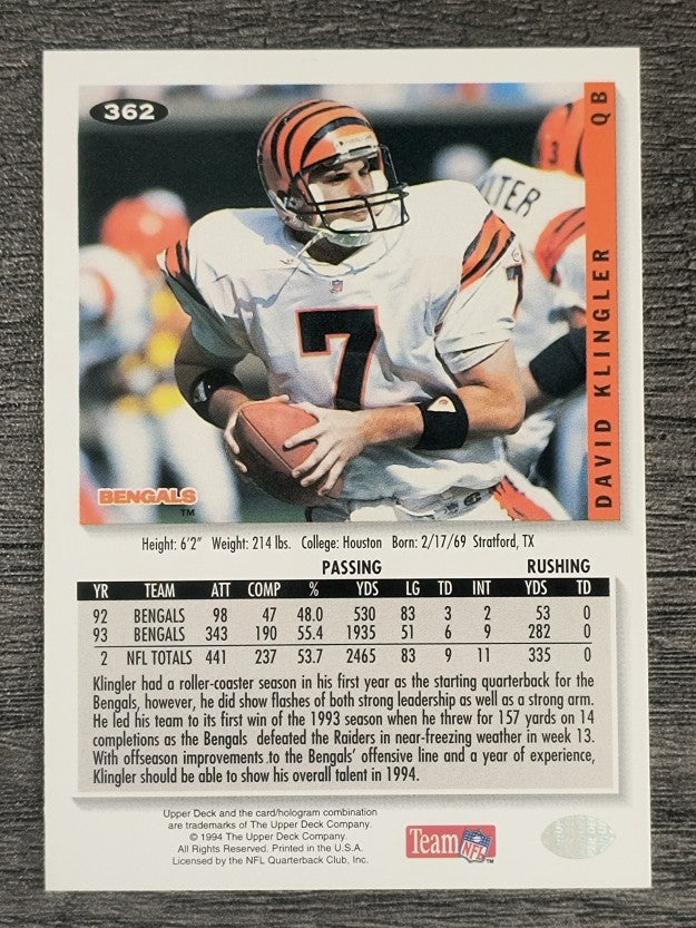 1994 Collector's Choice #362 David Klingler