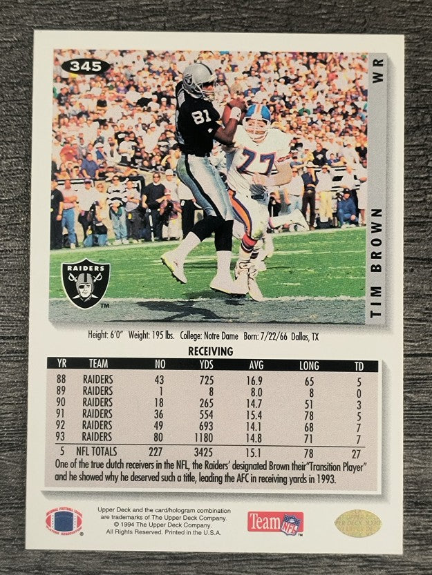 1994 Collector's Choice Silver #345 Tim Brown