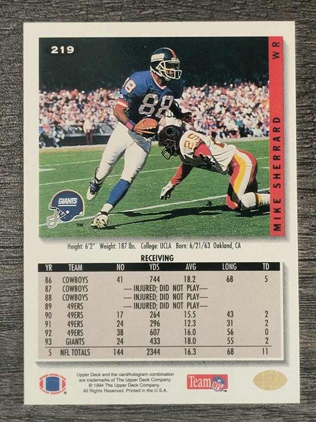 1994 Collector's Choice Silver #219 Mike Sherrard