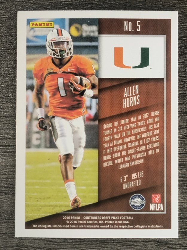 2016 Panini Contenders Draft Picks #5 Allen Hurns