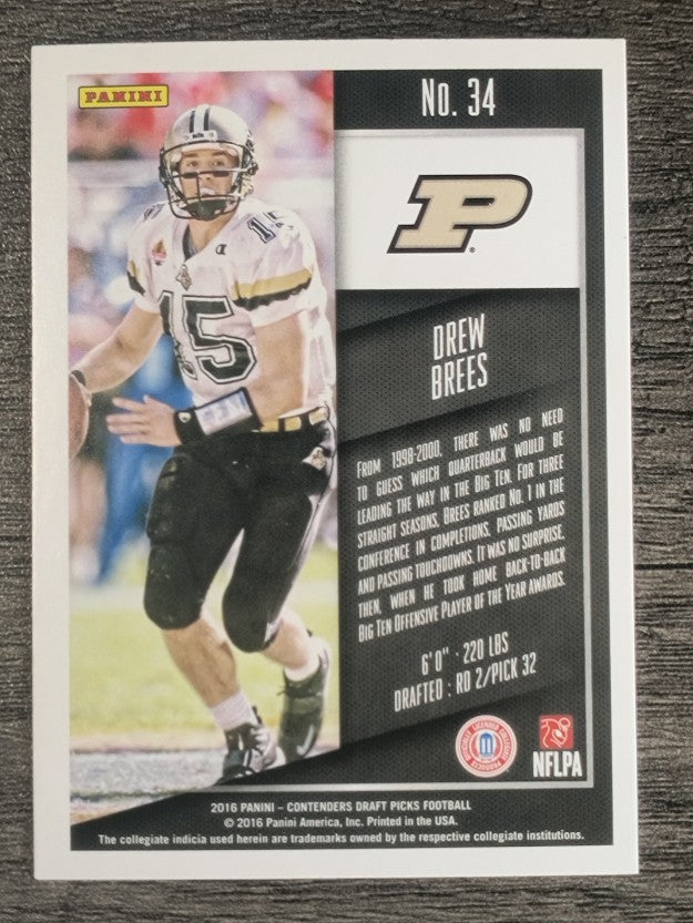 2016 Panini Contenders Draft Picks #34 Drew Brees