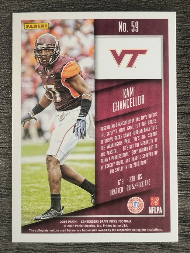 2016 Panini Contenders Draft Picks #59 Kam Chancellor