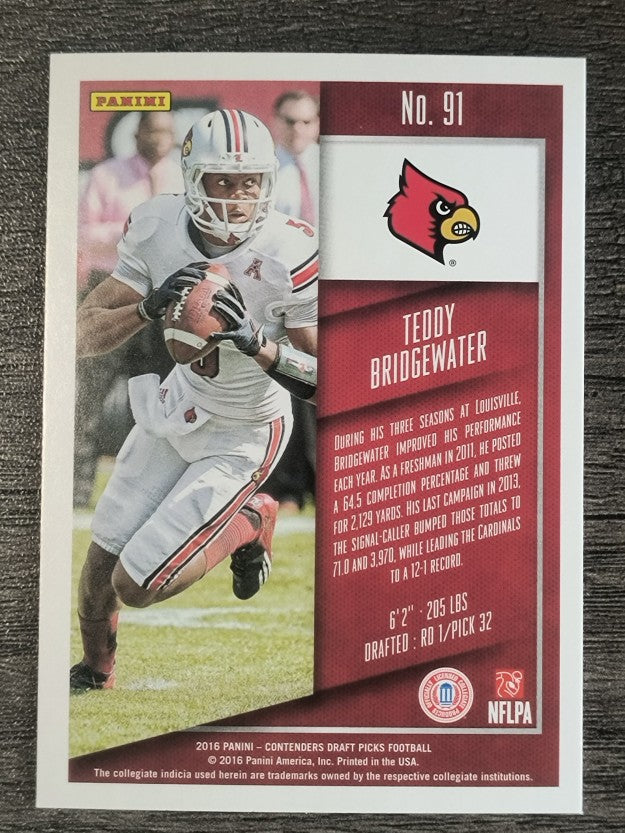 2016 Panini Contenders Draft Picks #91 Teddy Bridgewater