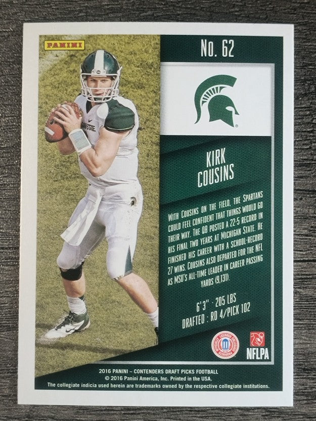 2016 Panini Contenders Draft Picks #62 Kirk Cousins