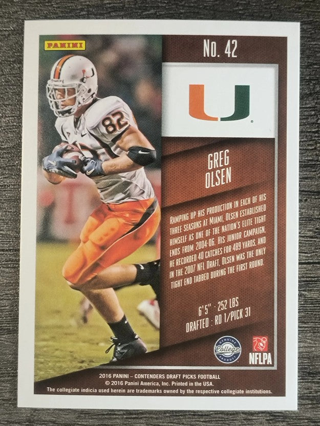 2016 Panini Contenders Draft Picks #42 Greg Olsen