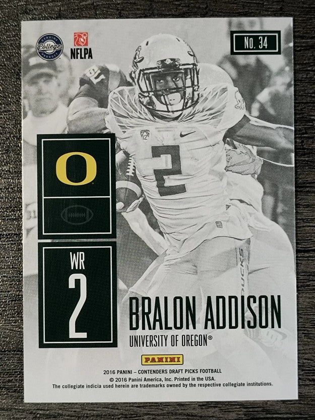 2016 Panini Contenders Draft Picks Game Day Tickets #34 Bralon Addison