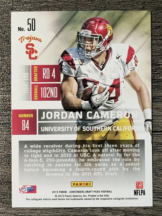 2015 Panini Contenders Draft Picks #50 Jordan Cameron