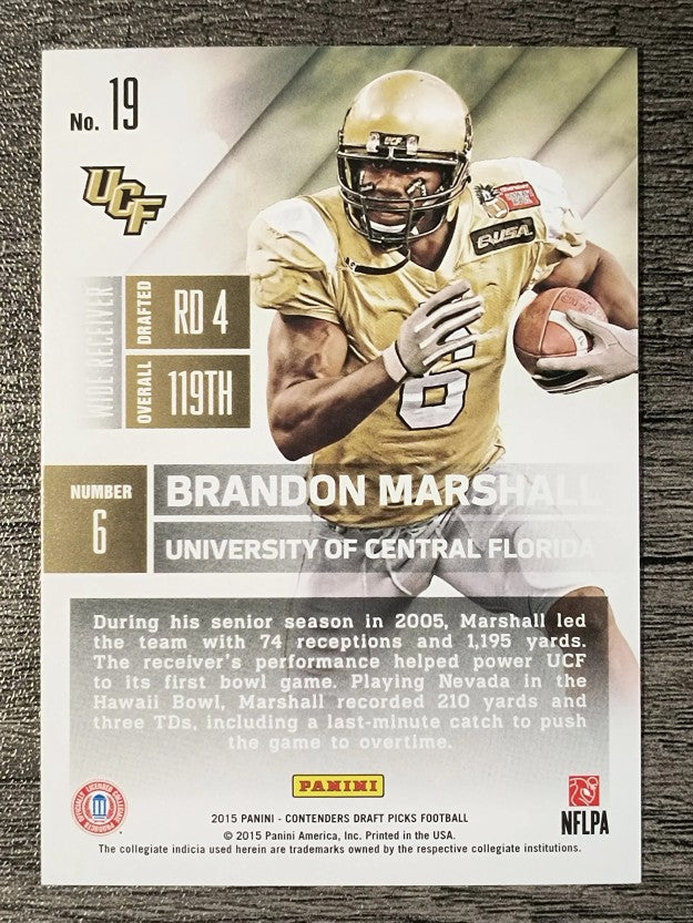 2015 Panini Contenders Draft Picks #19 Brandon Marshall