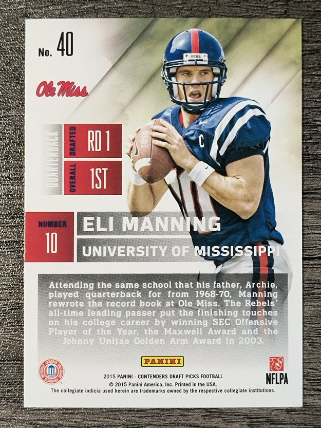 2015 Panini Contenders Draft Picks #40 Eli Manning