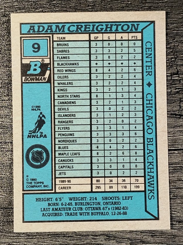 1990-91 Bowman #9 Adam Creighton
