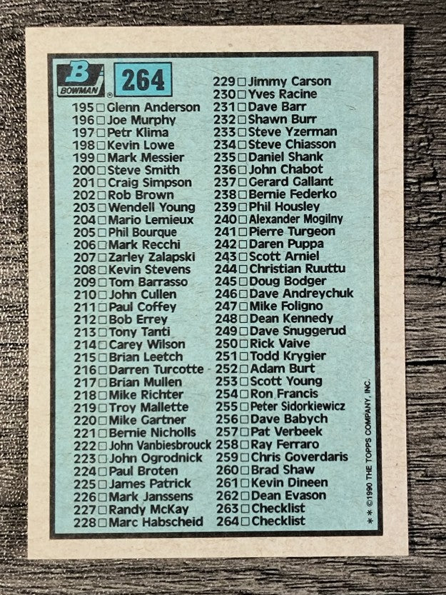 1990-91 Bowman #264 Checklist 133-264