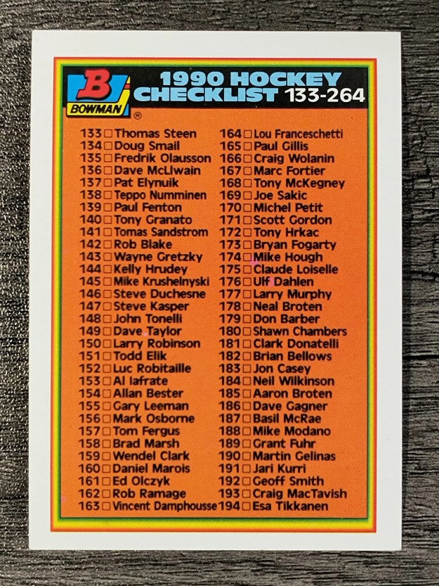 1990-91 Bowman #264 Checklist 133-264