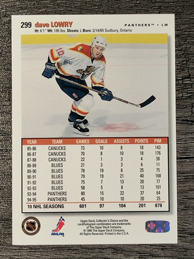 1995-96 Collector's Choice #299 Dave Lowry