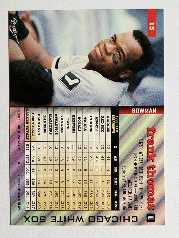 1994 Bowman #15 Frank Thomas
