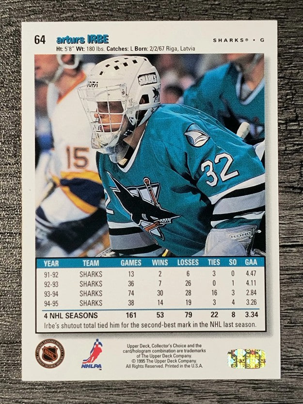 1995-96 Collector's Choice #64 Arturs Irbe
