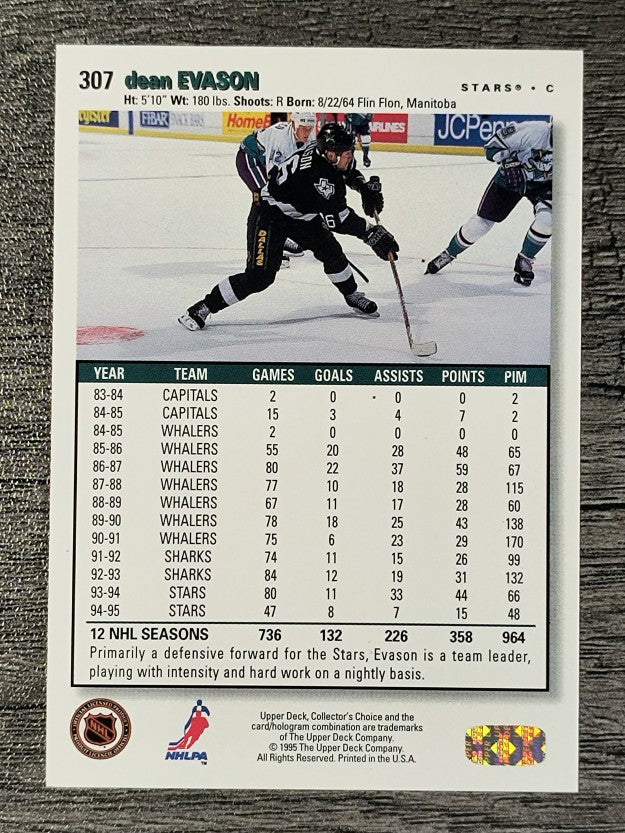 1995-96 Collector's Choice #307 Dean Evason