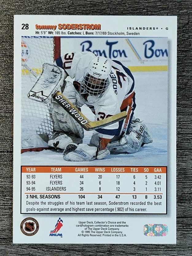 1995-96 Collector's Choice #28 Tommy Soderstrom