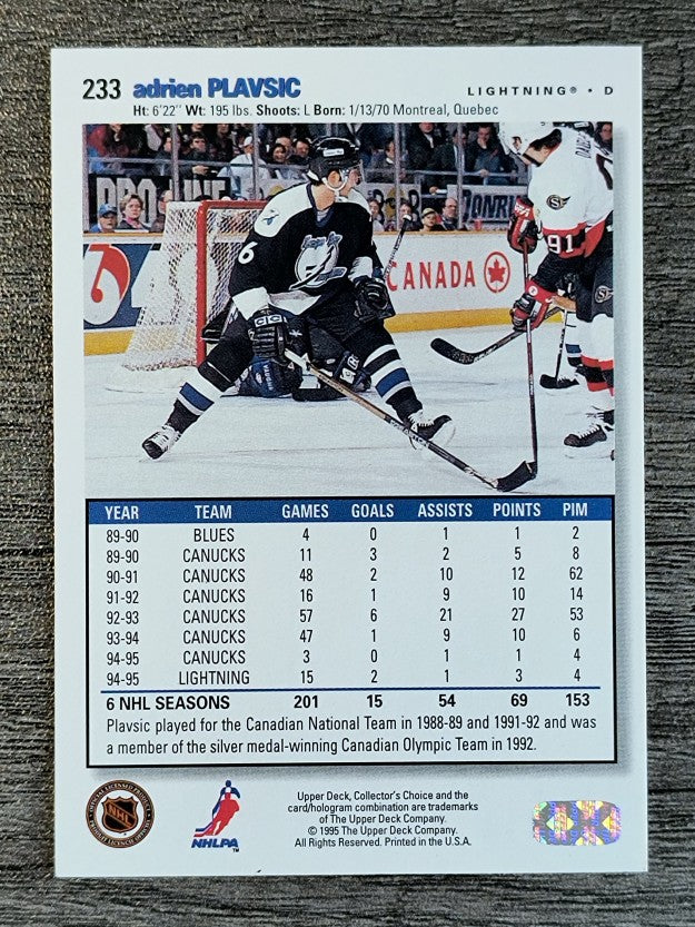 1995-96 Collector's Choice #233 Adrien Plavsic