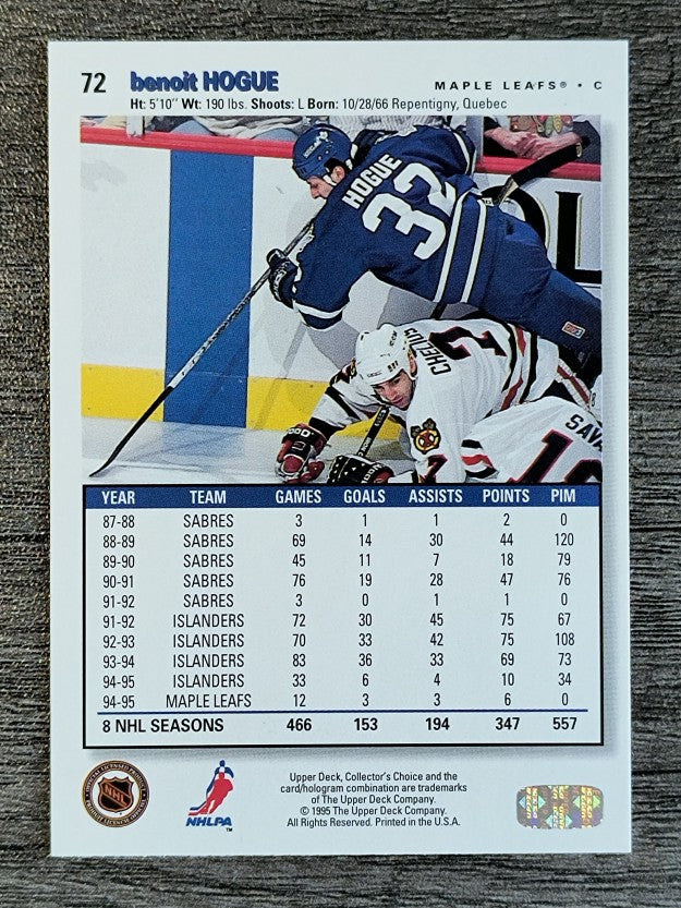 1995-96 Collector's Choice #72 Benoit Hogue