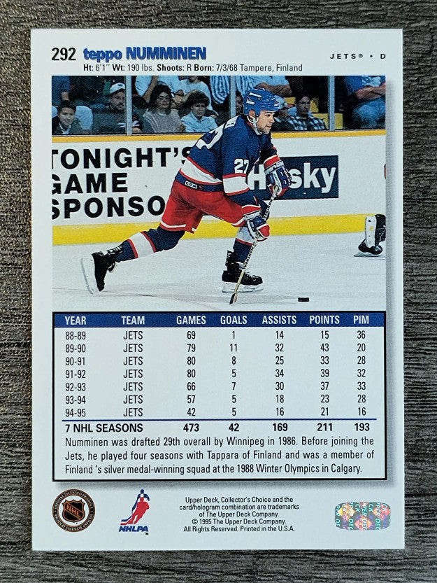 1995-96 Collector's Choice #292 Teppo Numminen