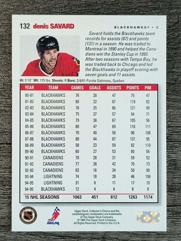 1995-96 Collector's Choice Player's Club #132 Denis Savard
