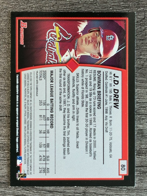 2001 Bowman #80 J.D. Drew