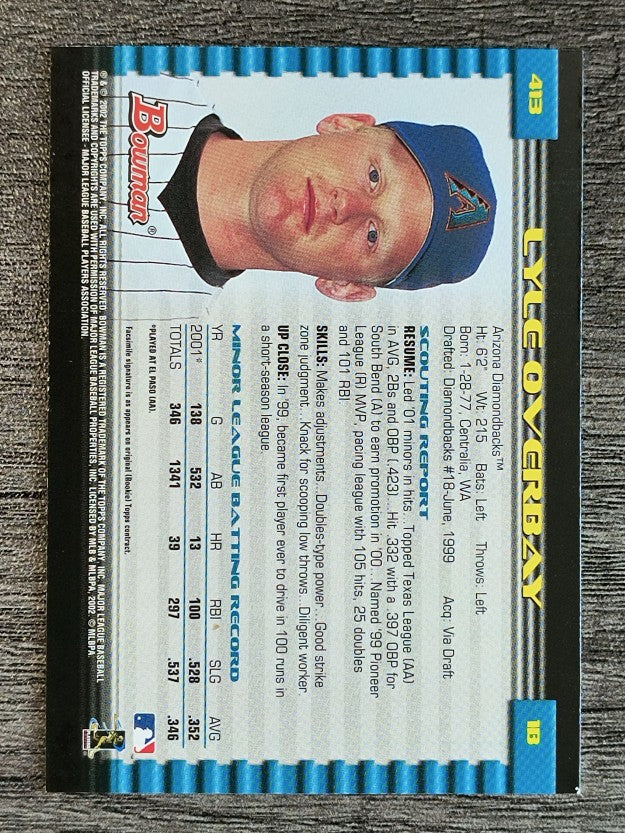 2002 Bowman #413 Lyle Overbay