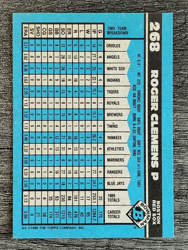 1990 Bowman #268 Roger Clemens
