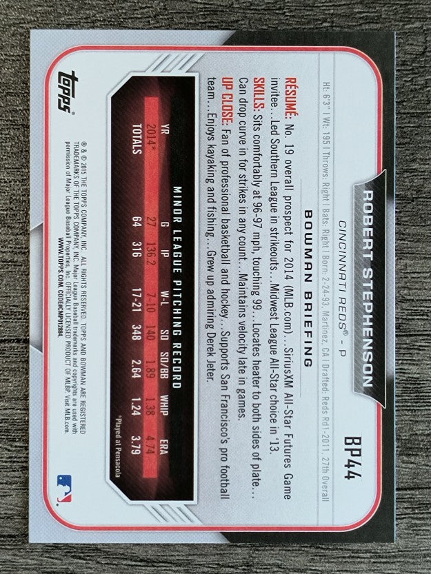 2015 Bowman Prospects #BP44 Robert Stephenson