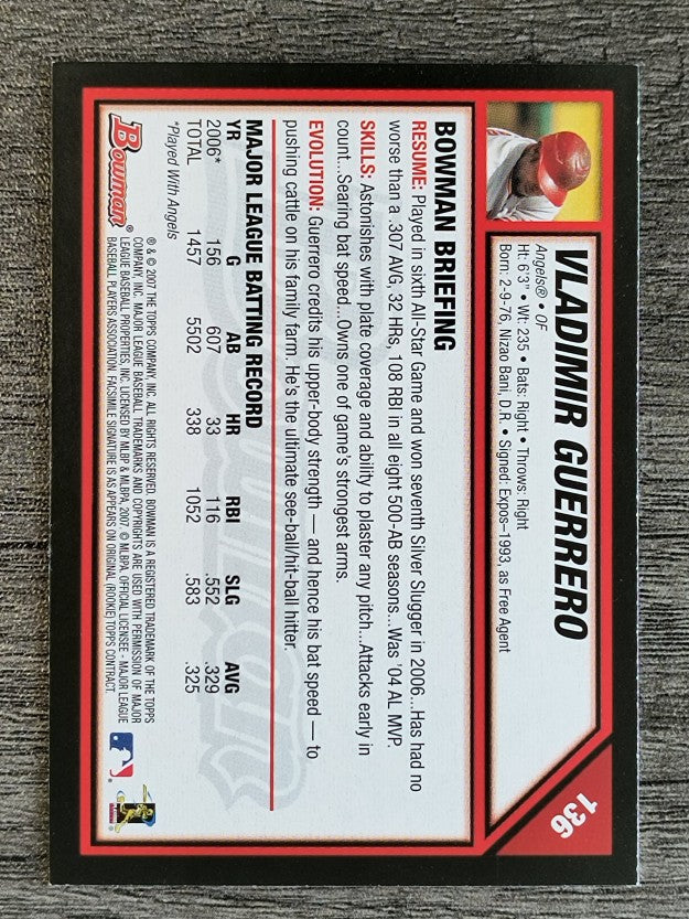 2007 Bowman #136 Vladimir Guerrero