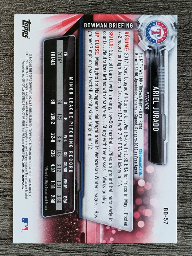 2017 Bowman Draft #BD57 Ariel Jurado