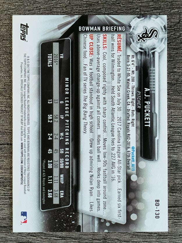2017 Bowman Draft #BD130 A.J. Puckett
