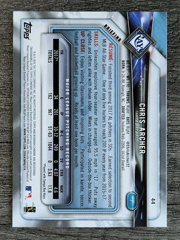 2018 Bowman #44 Chris Archer
