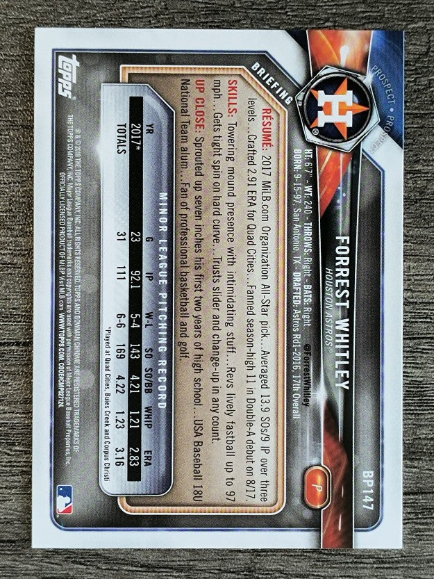 2018 Bowman Prospects #BP147 Forrest Whitley