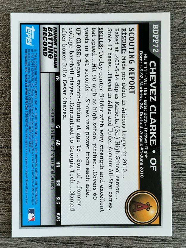 2010 Bowman Chrome Draft Prospects #BDPP72 Chevez Clarke