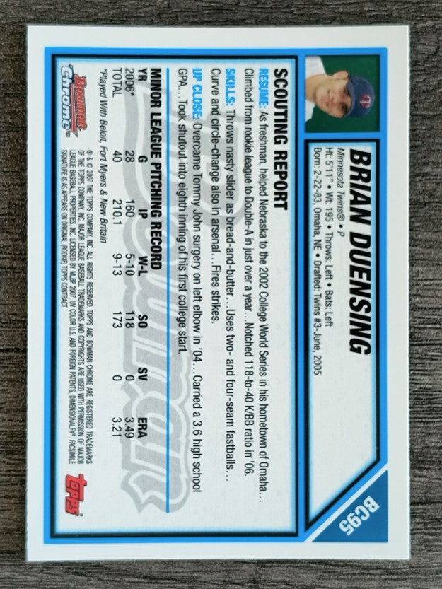 2007 Bowman Chrome Prospects #BC95 Brian Duensing