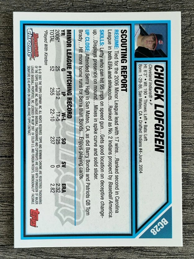 2007 Bowman Chrome Prospects #BC28 Chuck Lofgren