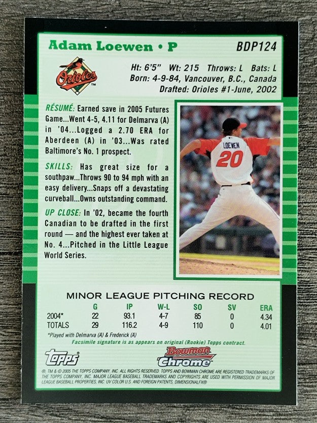 2005 Bowman Chrome Draft #BDP124 Adam Loewen PROS