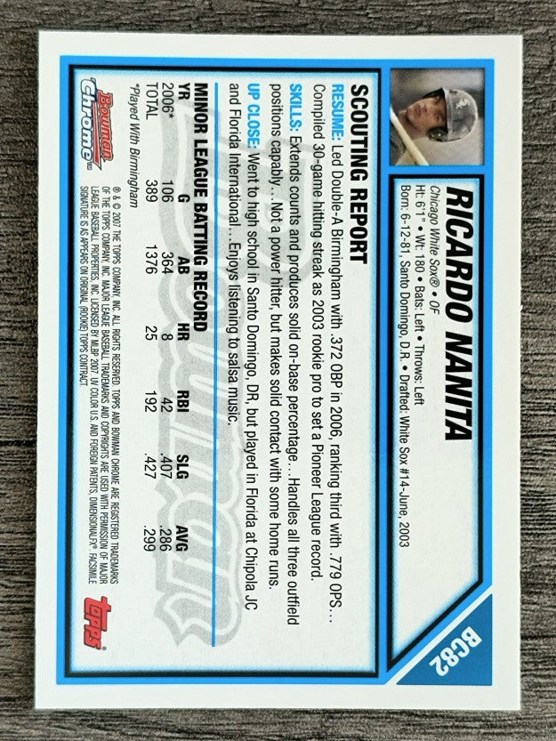 2007 Bowman Chrome Prospects #BC82 Ricardo Nanita