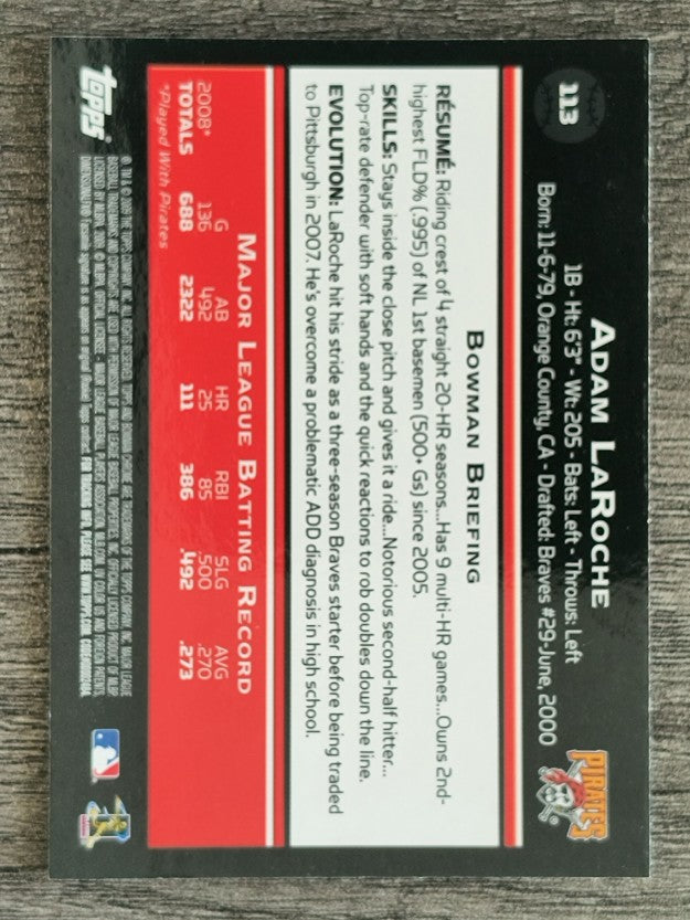 2009 Bowman Chrome #113 Adam LaRoche
