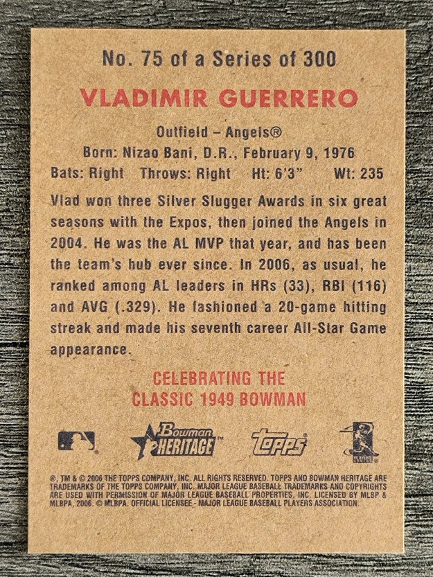 2006 Bowman Heritage #75 Vladimir Guerrero