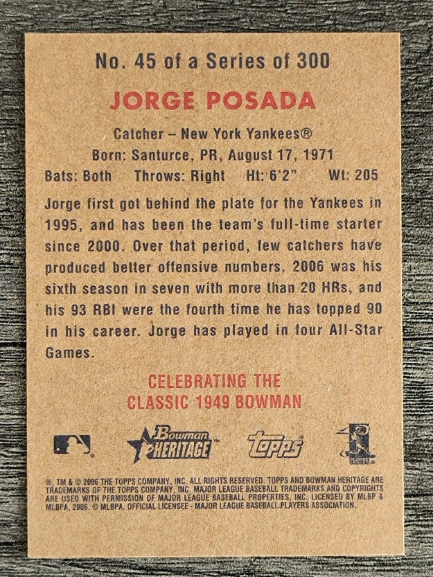2006 Bowman Heritage #45 Jorge Posada