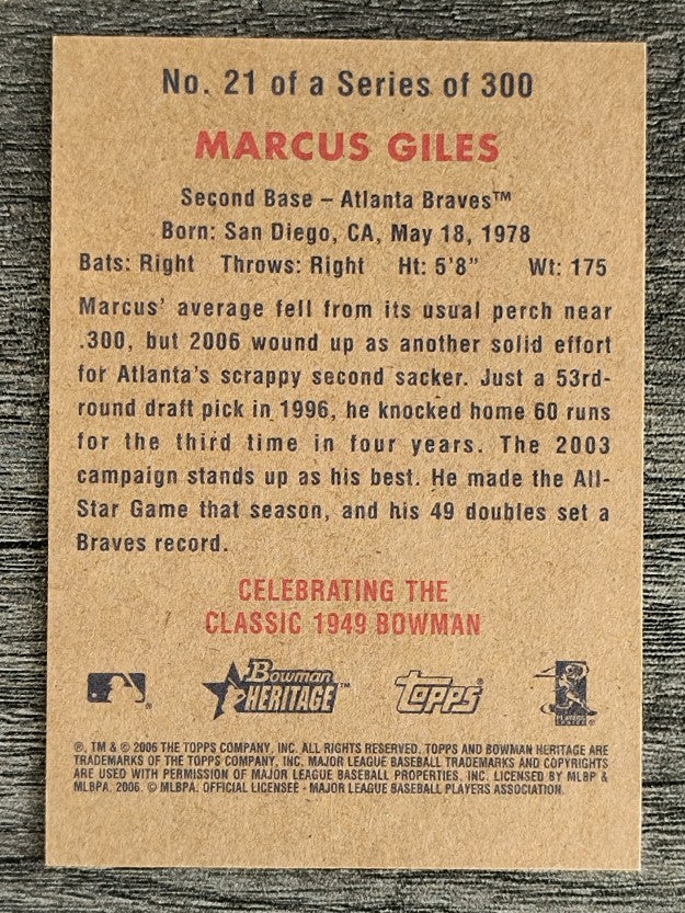 2006 Bowman Heritage #21 Marcus Giles