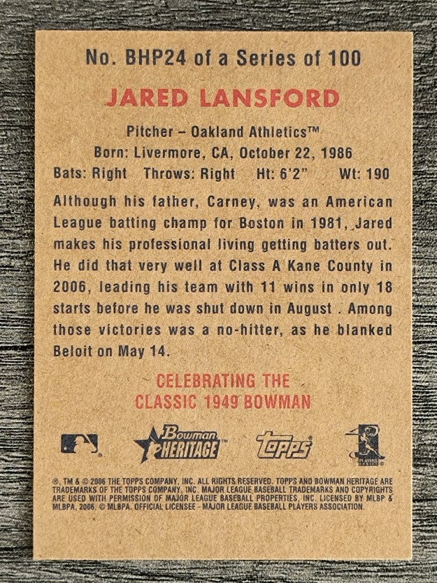 2006 Bowman Heritage Prospects #24 Jared Lansford