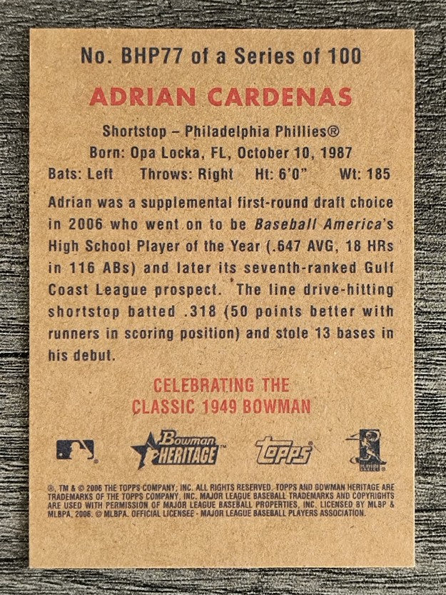 2006 Bowman Heritage Prospects #77 Adrian Cardenas